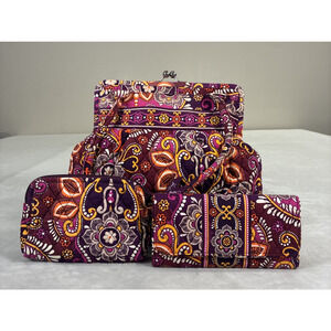 Vera Bradley Quilted Silver Kiss Lock Clasp Twist Shoulder Bag Wallet Pouch